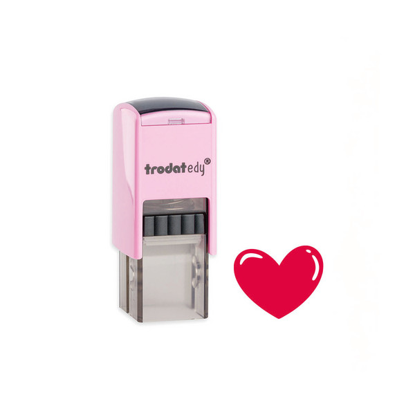 Edy Fix Motiv Herz, Bügel Pastell Rosa, Unterteil Transparent, Abdruck Rot, Motiv Herz