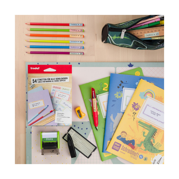 Anwendung Etiketten Heft/Stift